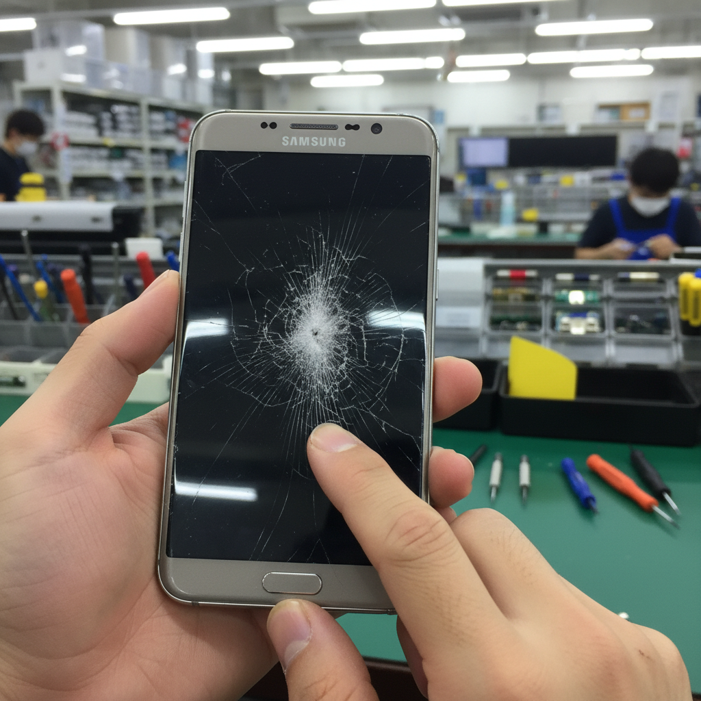 Androidスマホの画面割れの様子