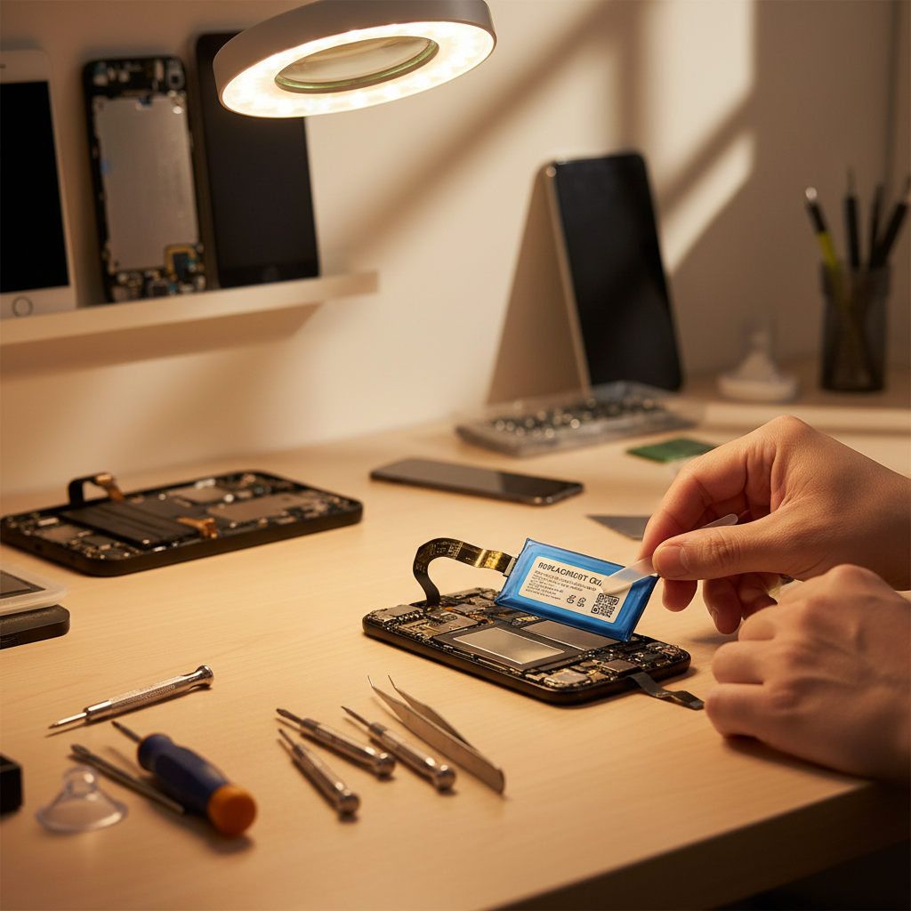 スマートフォンのバッテリー交換作業