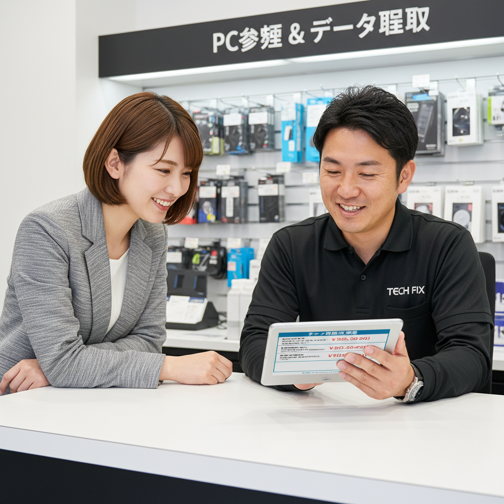 データ復旧費用の相談をする様子