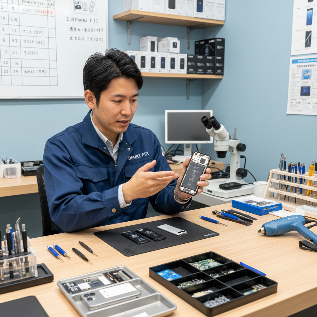 iPhoneバッテリー交換の様子