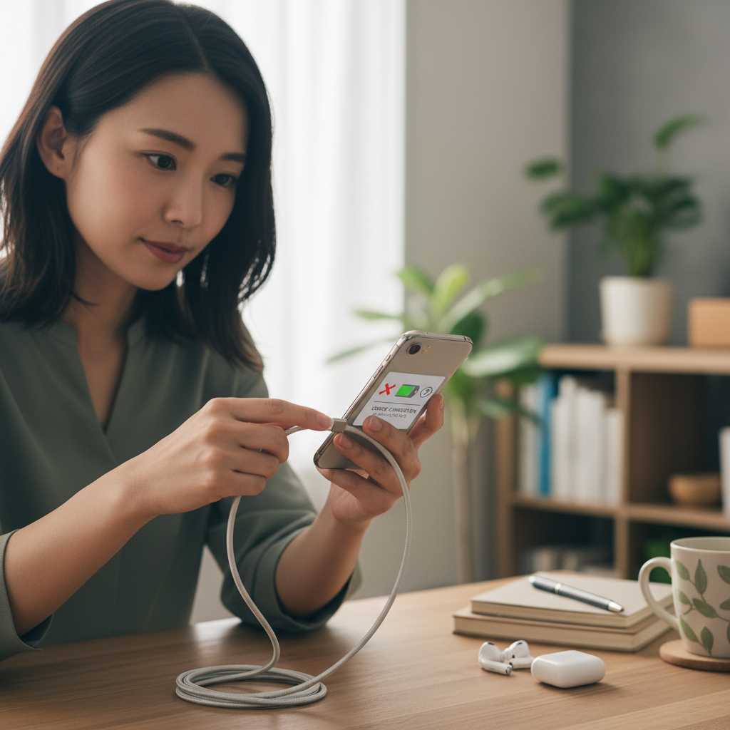 iPhoneの充電確認の様子