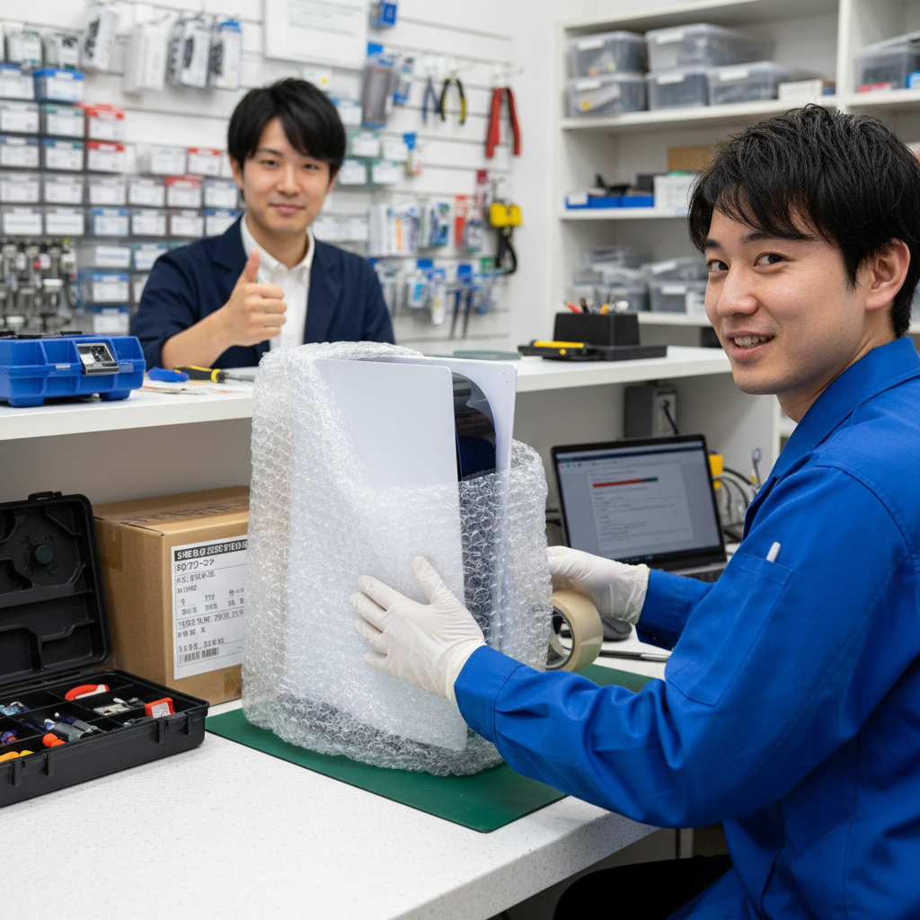 郵送修理の梱包の様子