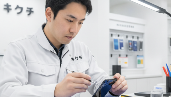 修理のキクチ スマートフォン画面修理の様子