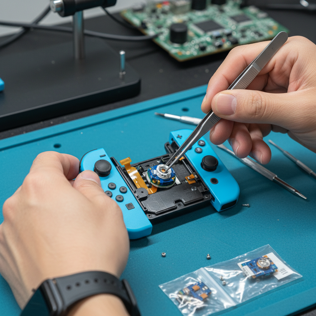 Nintendo Switch Joy-Conのスティック修理の様子
