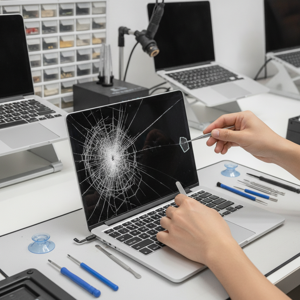 MacBook Proの画面修理の様子
