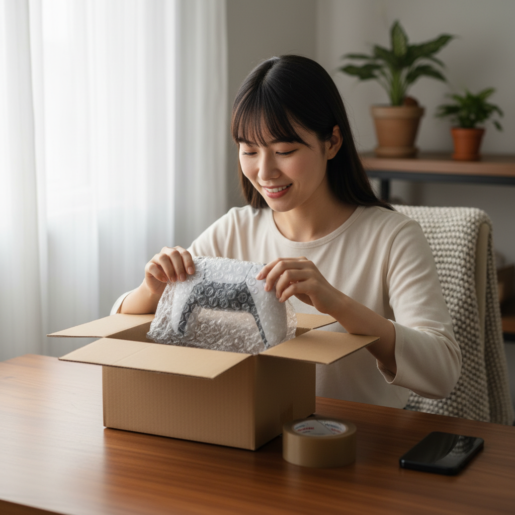 郵送修理のための梱包作業