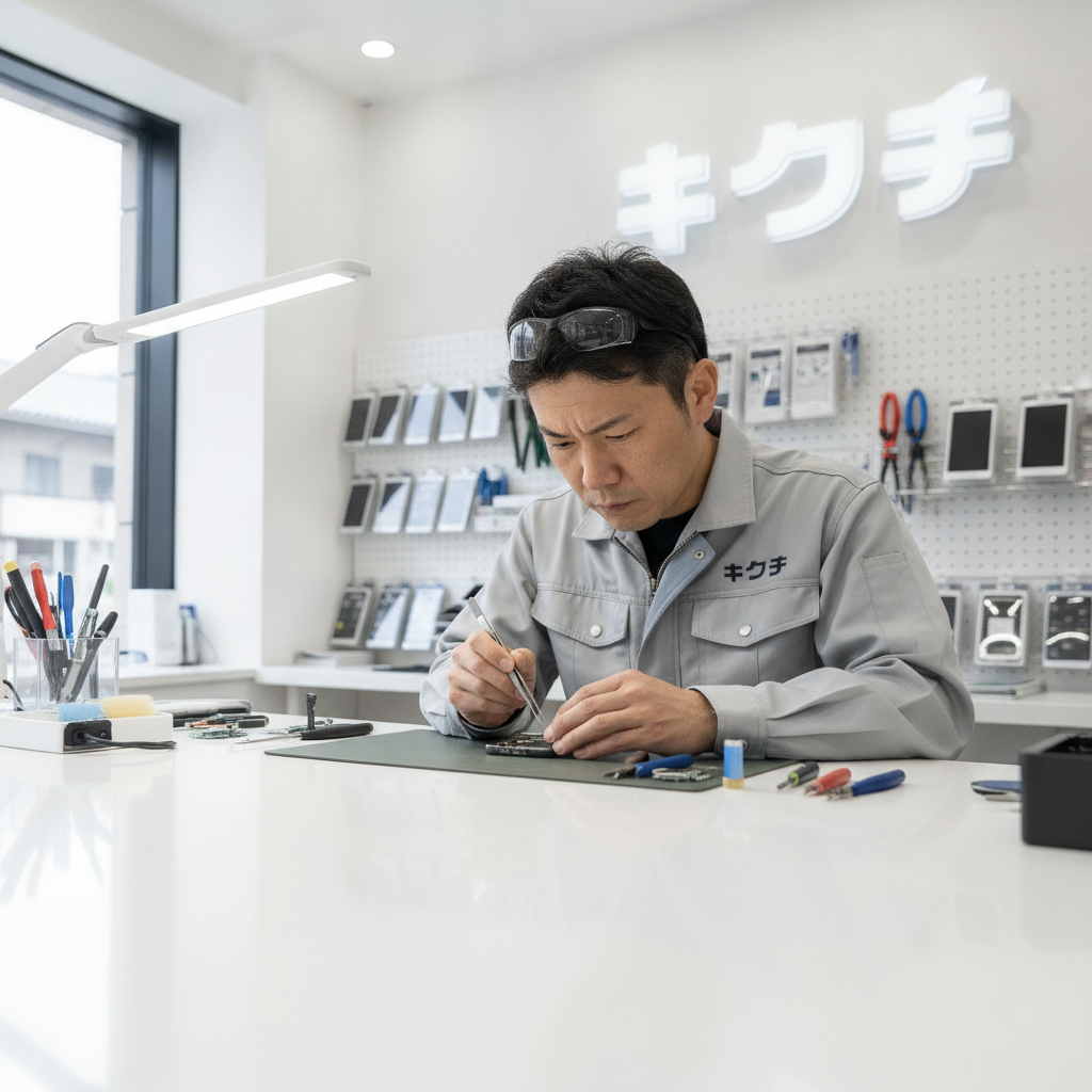スマホを修理する専門技術者