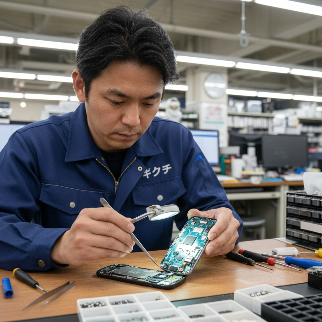 Android水没修理の様子