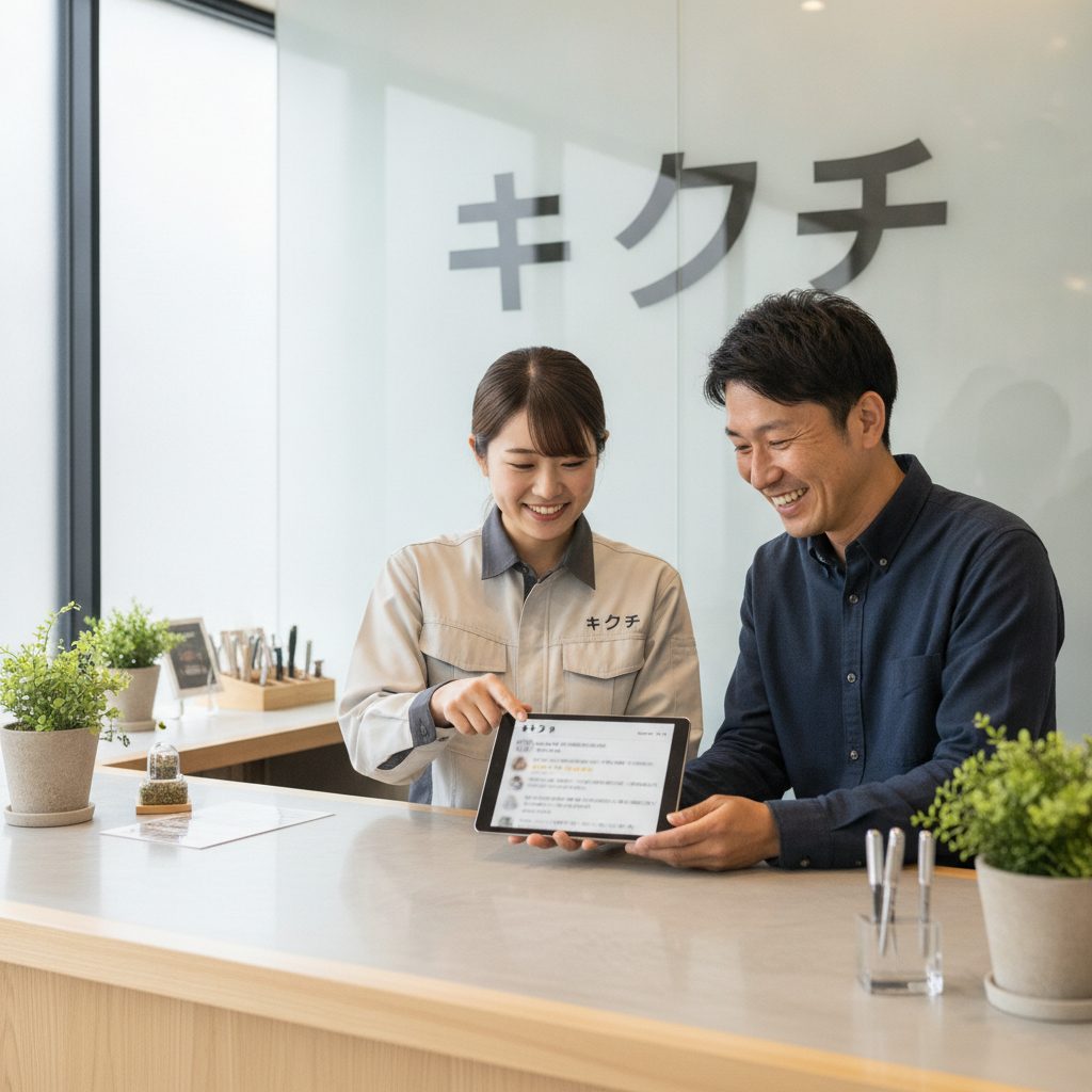 修理業者の口コミを確認するお客様