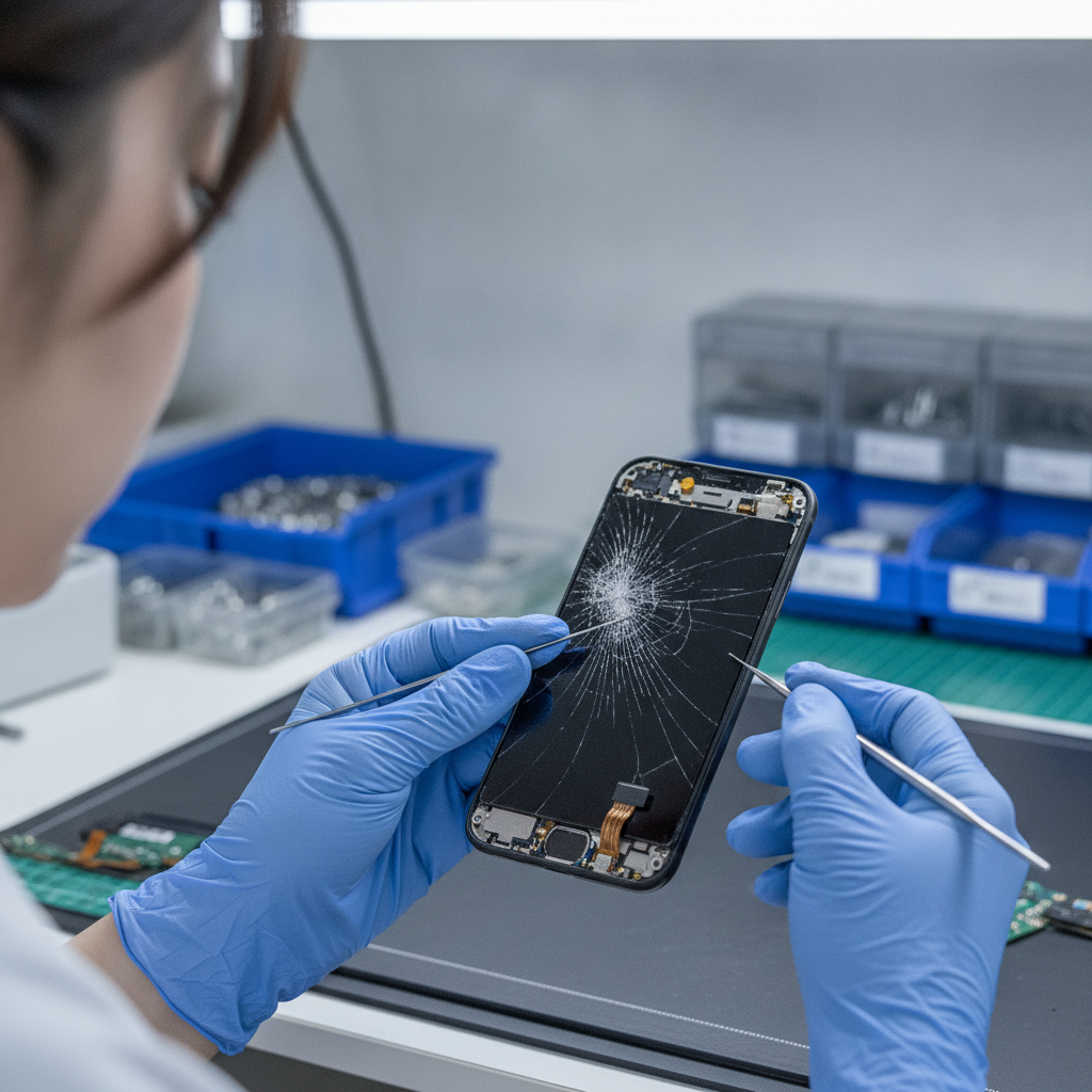 スマホ画面割れ修理の様子