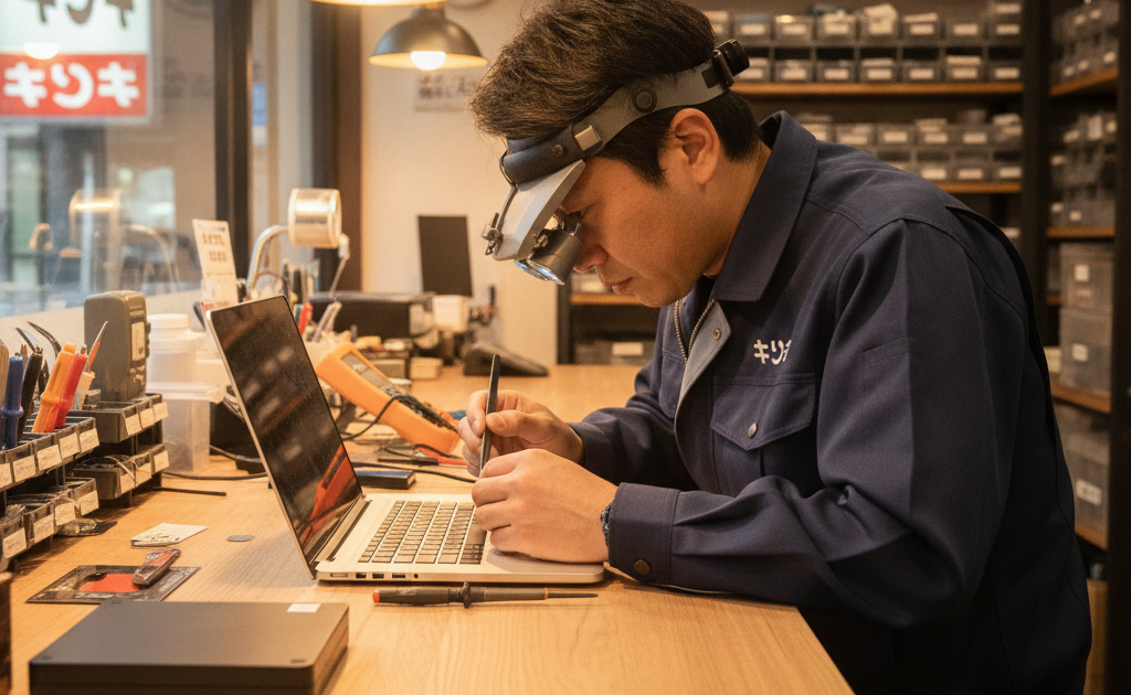 パソコン修理のキクチ スタッフがUSBポートを点検