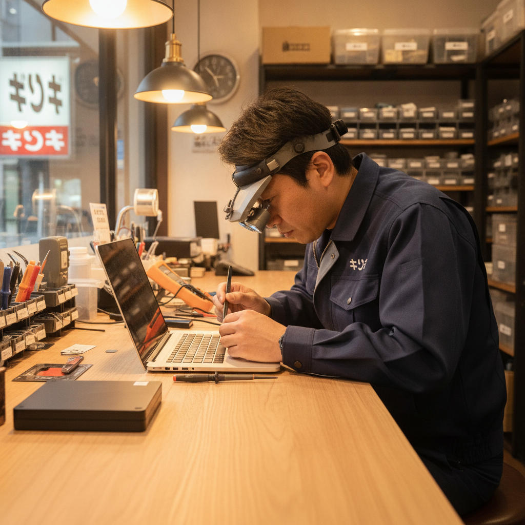 パソコン修理のキクチ スタッフがUSBポートを点検