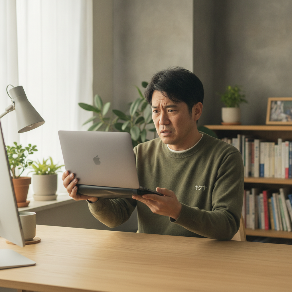 バッテリー膨張で膨らんだノートパソコン