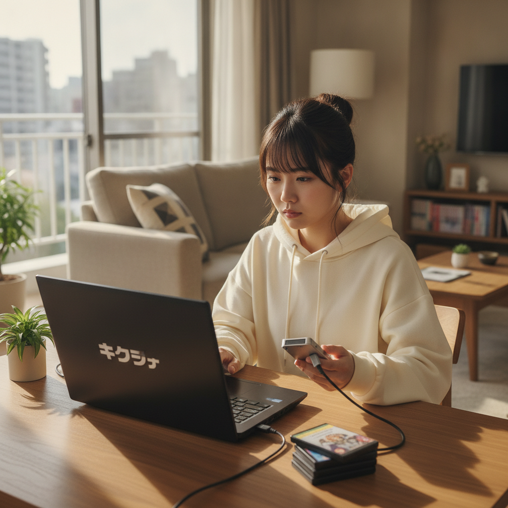 修理前にデータをバックアップする様子