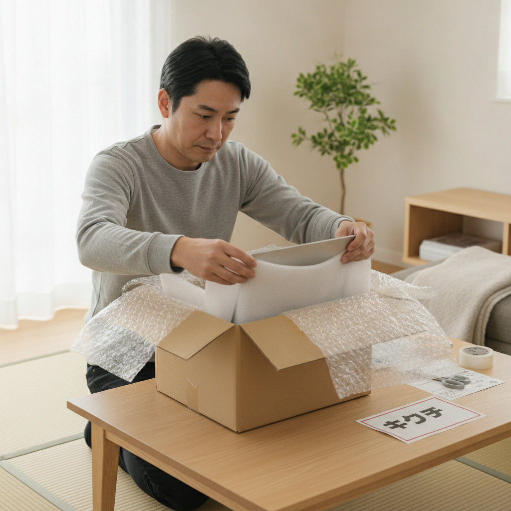 パソコンを郵送修理に出す際は緩衝材でしっかり梱包する