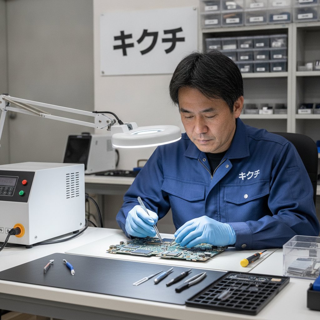 専門店では基板を拡大鏡で点検し、超音波洗浄で糖分や腐食物を除去します