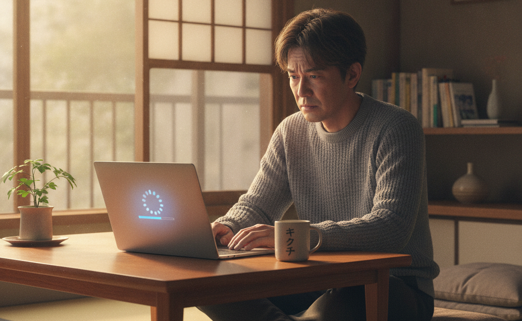 パソコンの動作が遅く寿命か悩む日本人男性