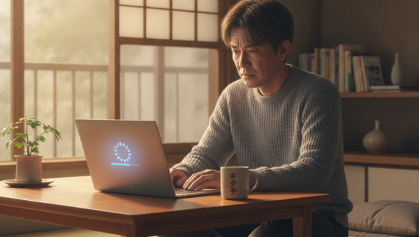 パソコンの動作が遅く寿命か悩む日本人男性