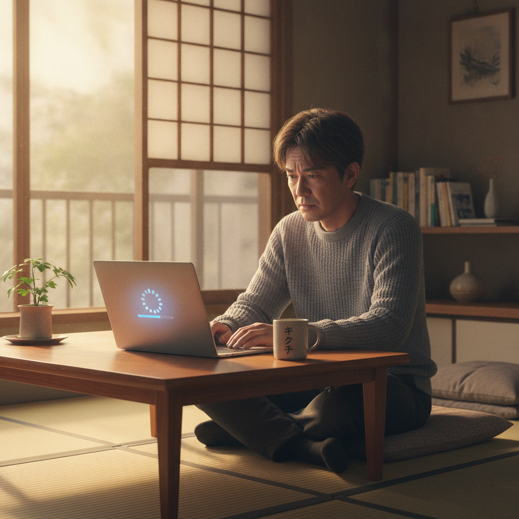 パソコンの動作が遅く寿命か悩む日本人男性
