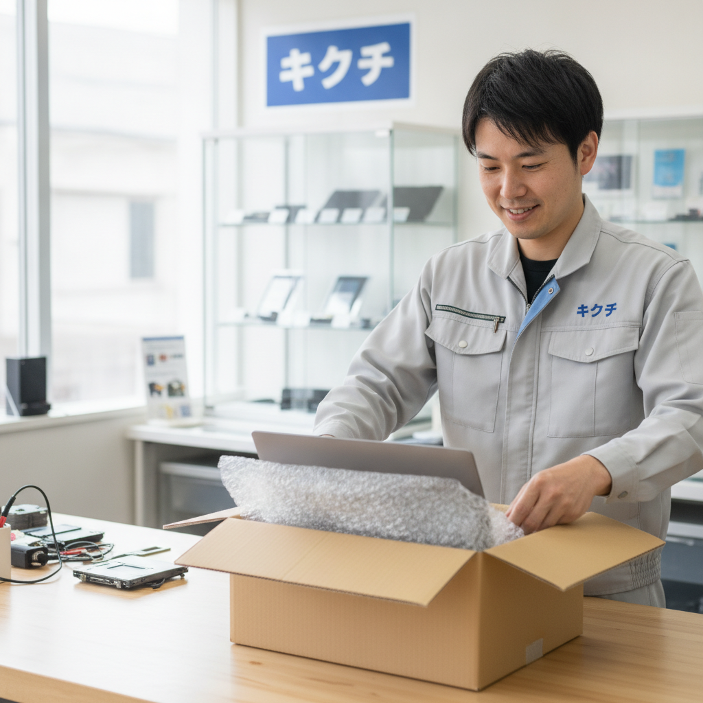 郵送修理のための梱包作業