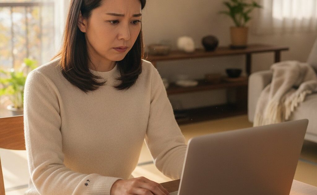 富士通FMVノートパソコンが起動せず困っている女性